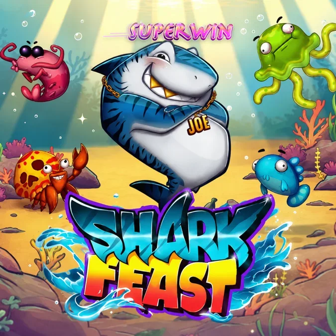Tampilan visual slot Shark Feast dengan tema pesta bawah laut yang ceria